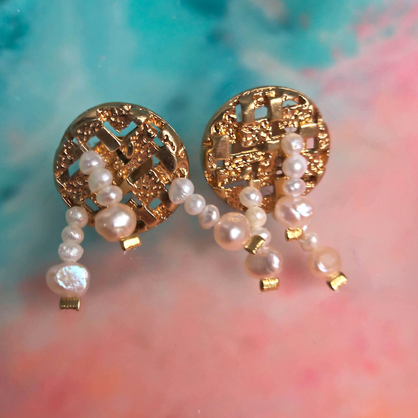 Rays of Sunshine stud freshwater pearls 