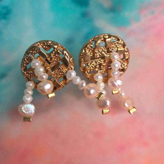 Rays of Sunshine stud freshwater pearls 