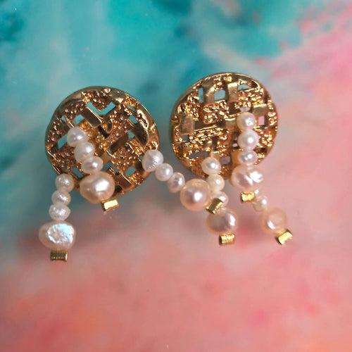 Rays of Sunshine stud freshwater pearls 