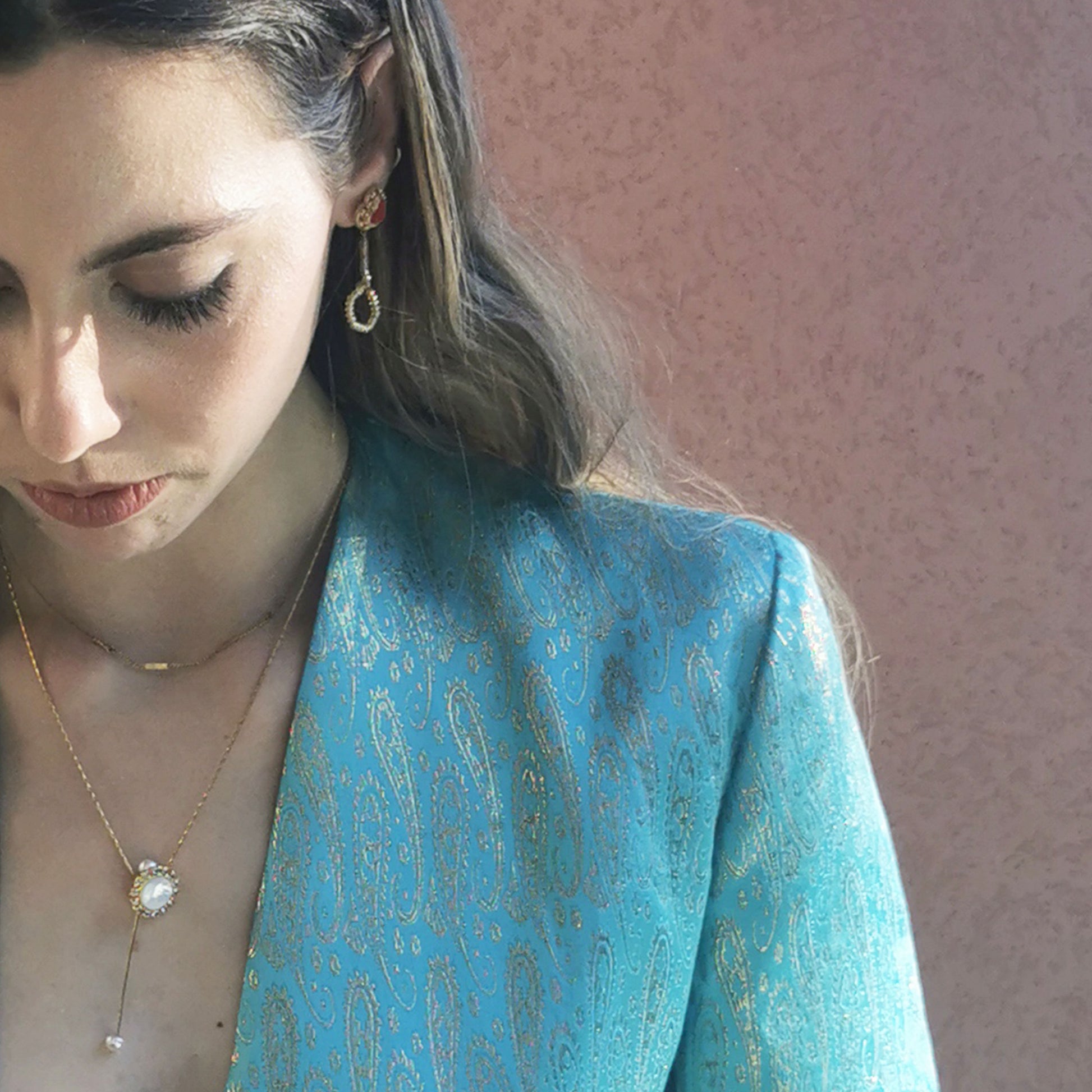 Double Pearl Camifolla signature Necklace worn on 