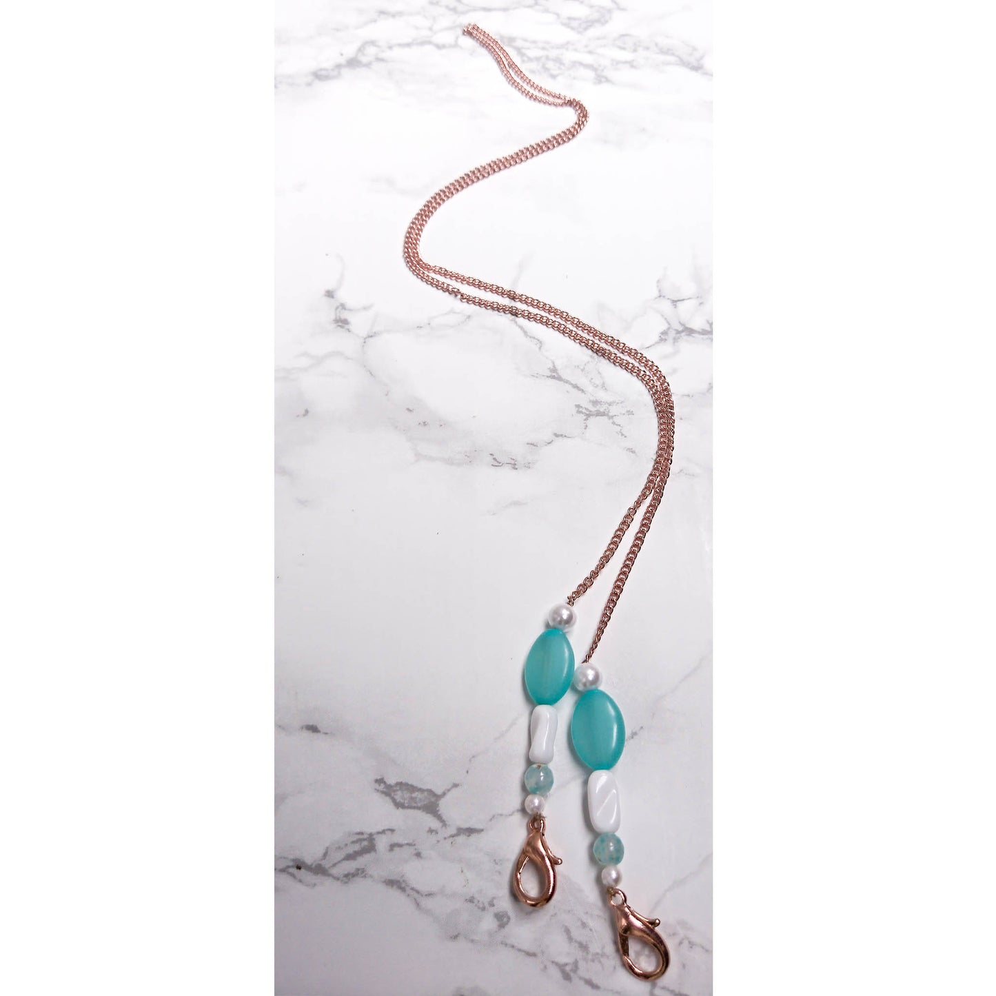 Flapper Turquoise Pearls Mask/Key chain