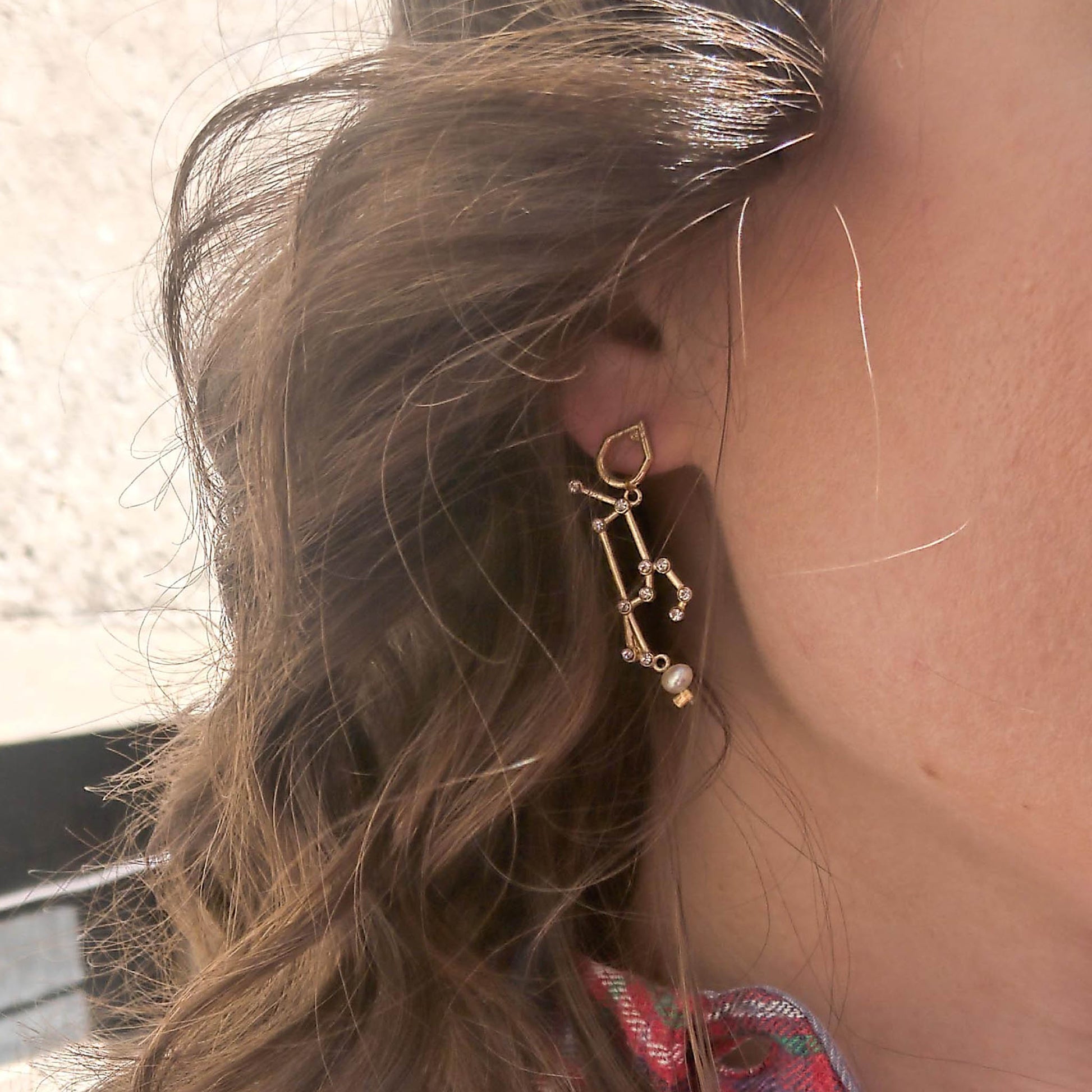 Stargazer Earring worn on longer side
