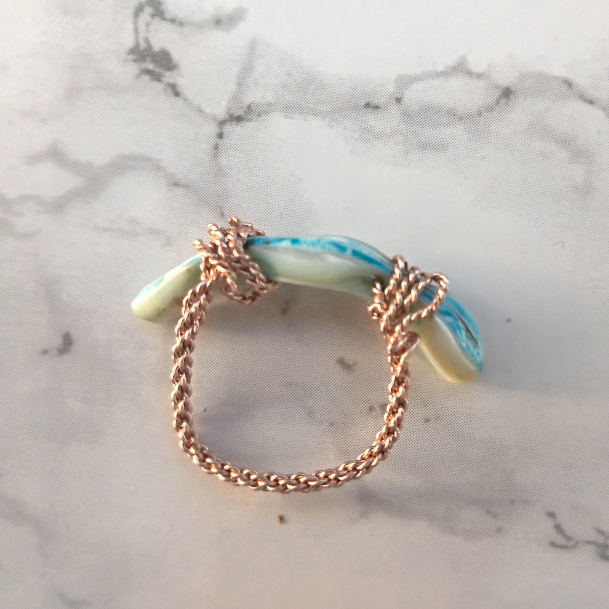 Pebbles ring copper and mint colour