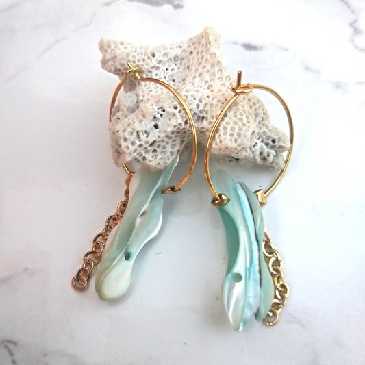 Taormina Hoops- Mint and cable chain pendant