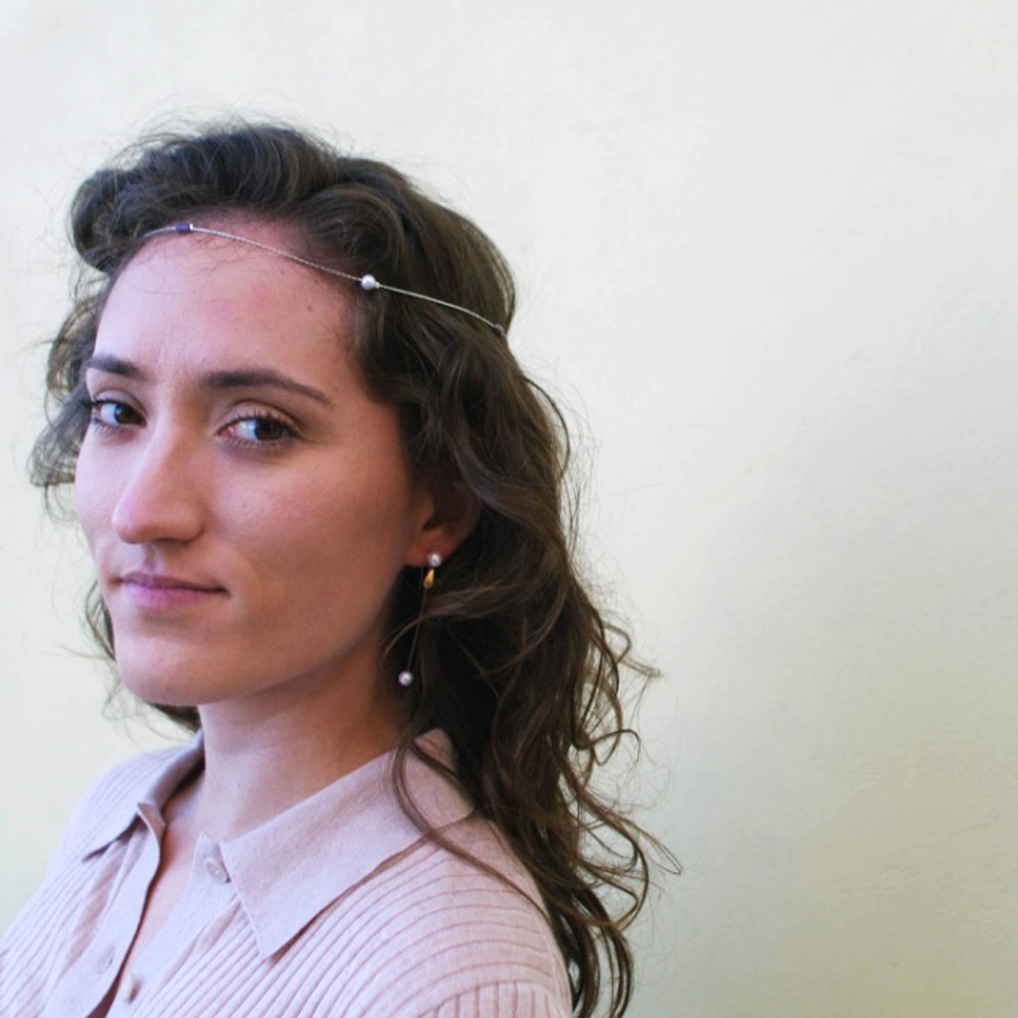 Camifolla Signature Earrings white worn on