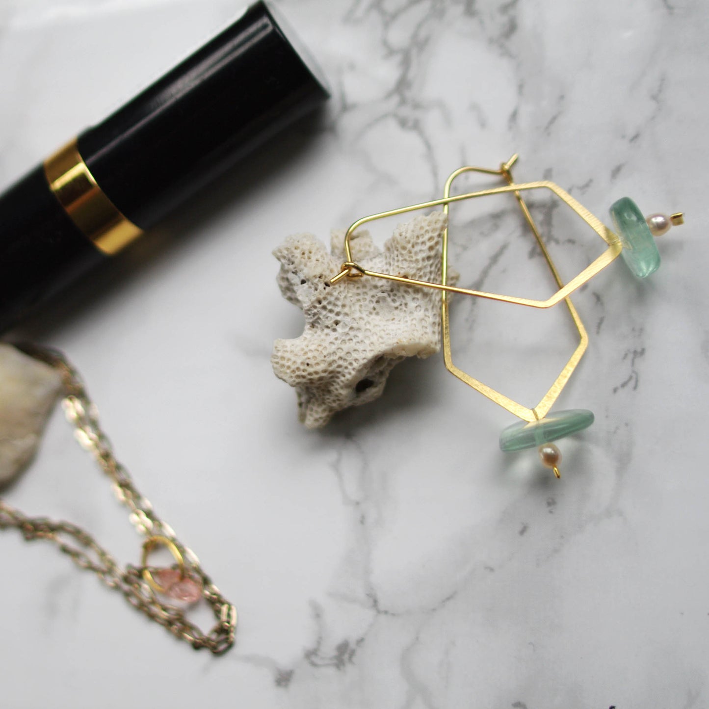 Goldie Earrings Coral piece 